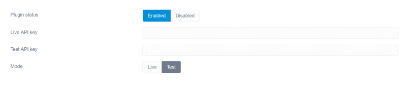 The plugin's configuration in the admin dashboard